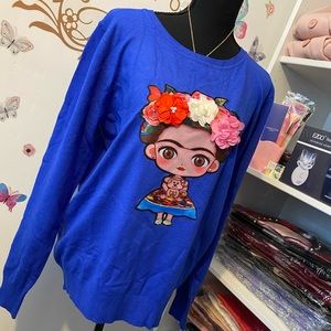 🔵New ⭐️Plus Frida Kahlo Slim Fit Sweater🔵